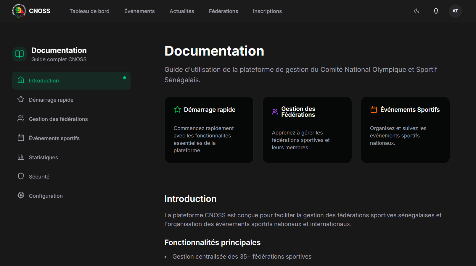 CNOSS Platform Dashboard